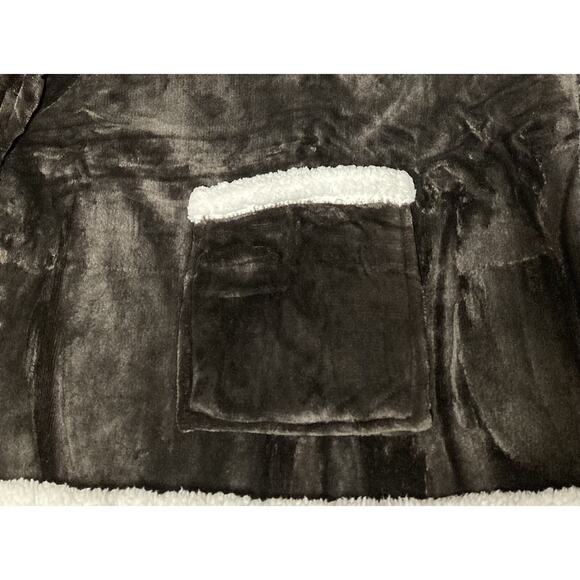 Unisex Catalonia Premium Wearable Sleeved Blanket Wrap Sherpa Brown One Size - Picture 4 of 6